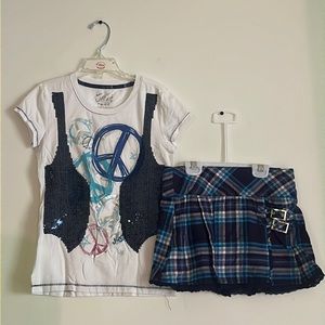 Justice sequined T shirt and skirt